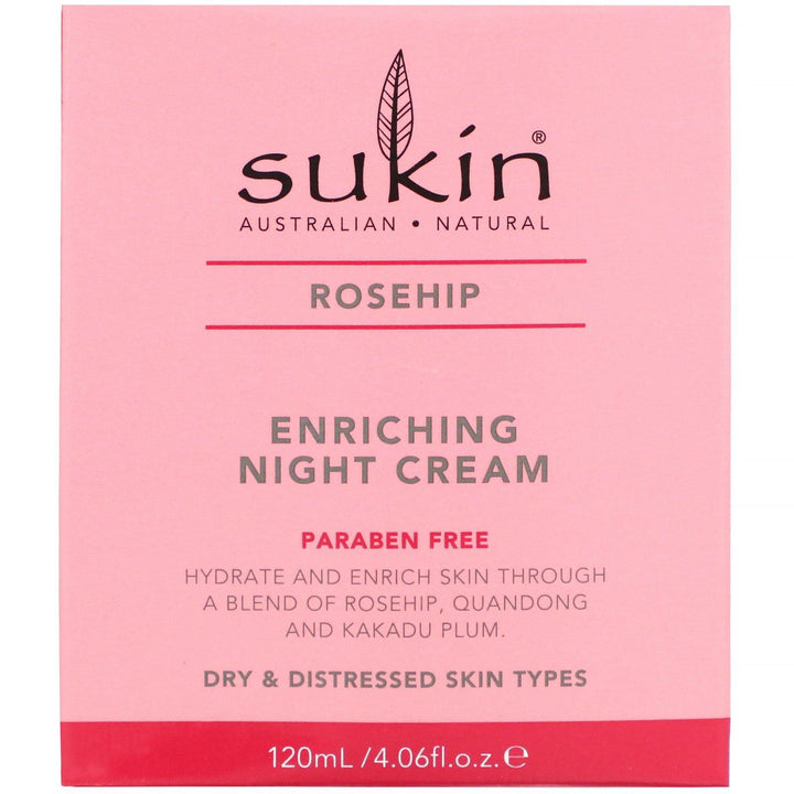 Sukin, Enriching Night Cream, Rosehip, 4.06 fl oz (120 ml) - HealthCentralUSA