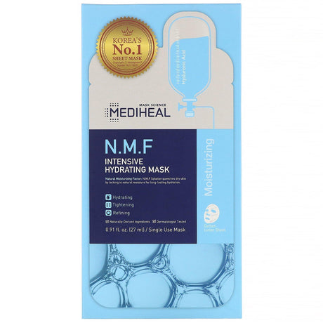 Mediheal, N.M.F Intensive Hydrating Beauty Mask, 5 Sheets, 0.91 fl oz (27 ml) Each - Supply Center USA