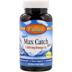 Carlson Labs, Teen's Max Catch Minis, 1,000 mg, 60 Mini Soft Gels - Supply Center USA