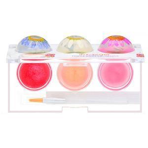 Blossom, Triple Duo Lip Gloss, Sweet Kiss Collection, 6 Flower Lip Pots, 2.8 g Each - Supply Center USA