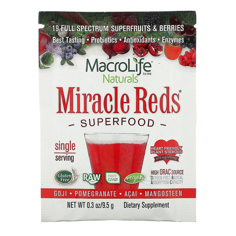 Macrolife Naturals, Miracle Reds, Superfood, Goji-Pomegranate-Acai-Mangosteen, 10 oz (283.5 g) - Supply Center USA