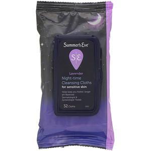 Summer's Eve, Cleansing Cloths, Night-Time, Lavender, 32 Cloths - HealthCentralUSA