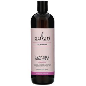 Sukin, Soap Free Body Wash, Sensitive, 16.91 fl oz (500 ml) - HealthCentralUSA