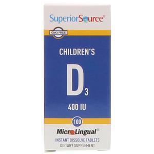 Superior Source, Children's D3, 400 IU, 100 MicroLingual Instant Dissolve Tablets - Supply Center USA