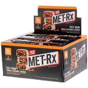 MET-Rx, Big 100, Meal Replacement Bar, Vanilla Caramel Churro, 9 bars, 3.52 oz (100 g) Each - Supply Center USA