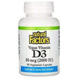 Natural Factors, Vegan Vitamin D3, 50 mcg (2,000 IU), 90 Vegetarian Capsules - Supply Center USA