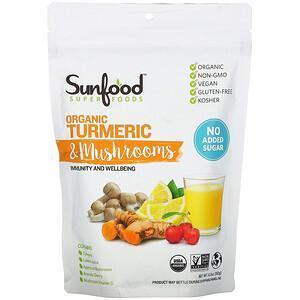 Sunfood, Superfoods, Organic Turmeric & Mushrooms, 6.8 oz (192 g) - Supply Center USA