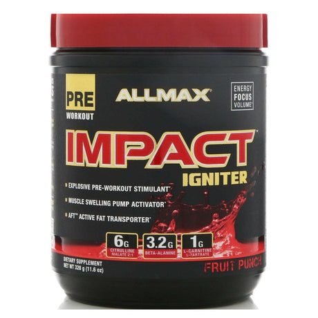 ALLMAX Nutrition, IMPACT Igniter, Pre-Workout, Fruit Punch, 11.6 oz (328 g) - Supply Center USA