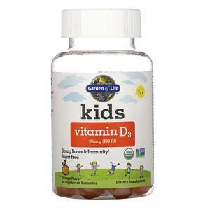 Garden of Life, Kids, Vitamin D3, Orange Flavor, 20 mcg (800 IU), 60 Vegetarian Gummies - Supply Center USA