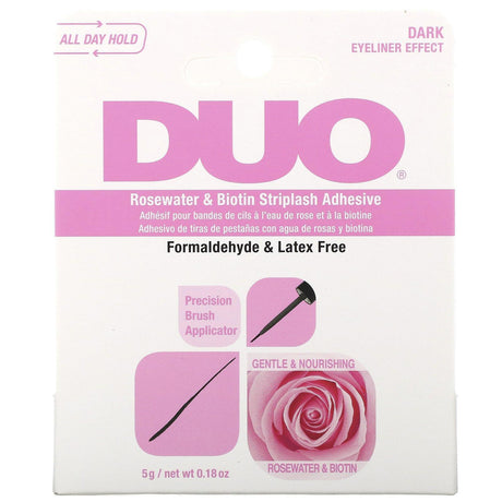 DUO, Rosewater & Biotin Striplash Adhesive, Dark, 0.18 oz (5 g) - Supply Center USA