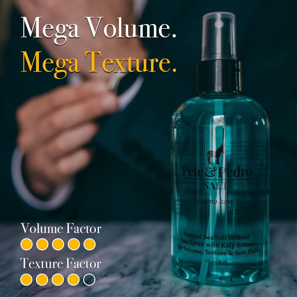 Pete & Pedro SALT - Natural Sea Salt Spray for Hair Men & Women, Adds Instant Volume, Texture, Thickness, & Light Hold | Texturizing & Thickening | as Seen on Shark Tank, 8.5 Oz.