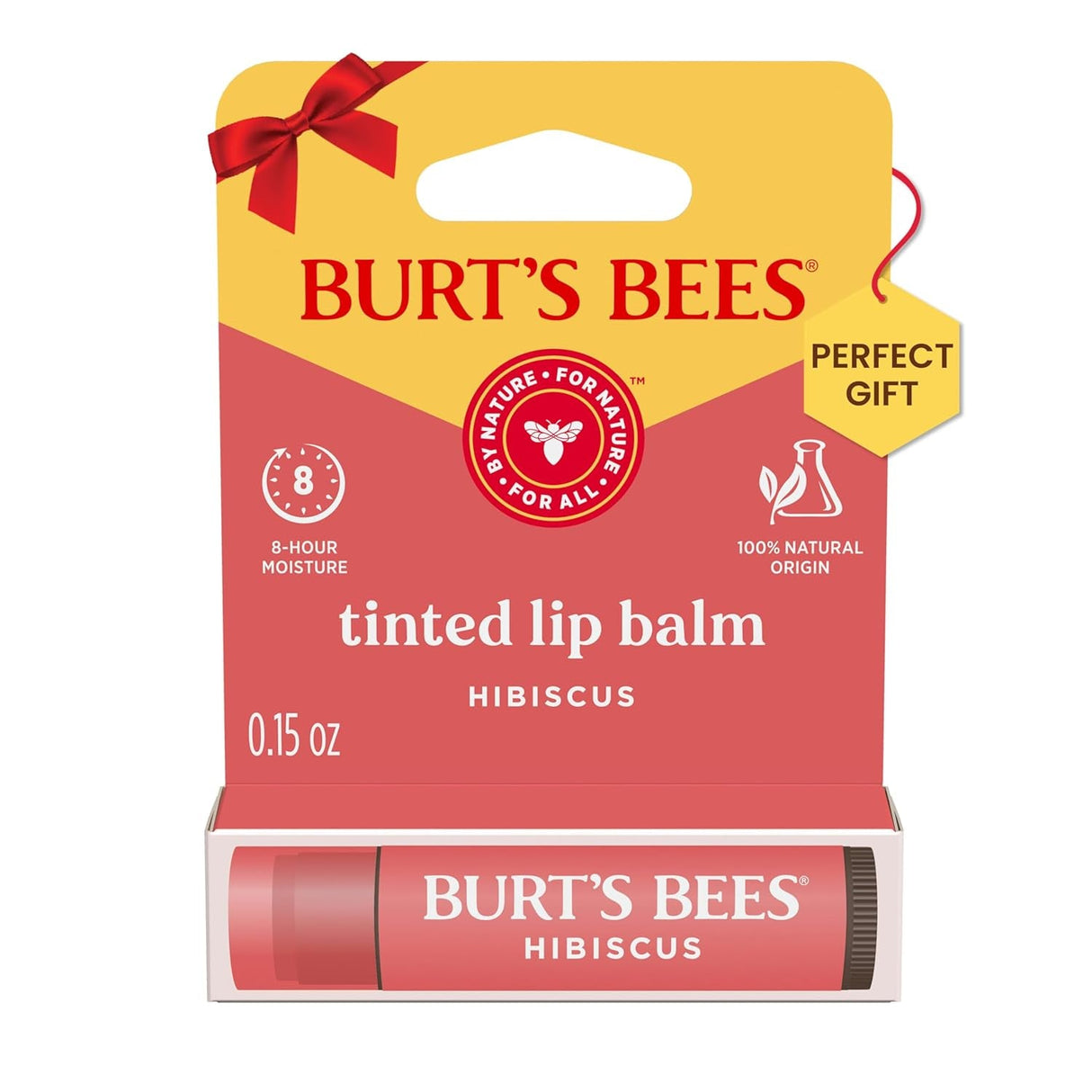 Burt’S Bees Tinted Lip Balm Rose; 8 Hour Moisture; Provides a Hint of Color; Nourishing Shea Butter; 100% Natural Origin; 1 Tube; 0.15 Oz. (Package May Vary)