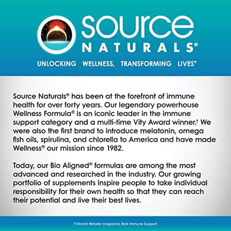 Source Naturals Wellness Formula Bio-Aligned Vitamins & Herbal Defense for Advanced Immune Support* - Dietary Supplement & Immunity Booster - 120 Capsules