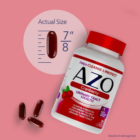 AZO Cranberry Urinary Tract Health Supplement, 1 Serving = 1 Glass of Cranberry Juice, Sugar Free Cranberry Pills, Non-Gmo 100 Softgels - Supply Center USA