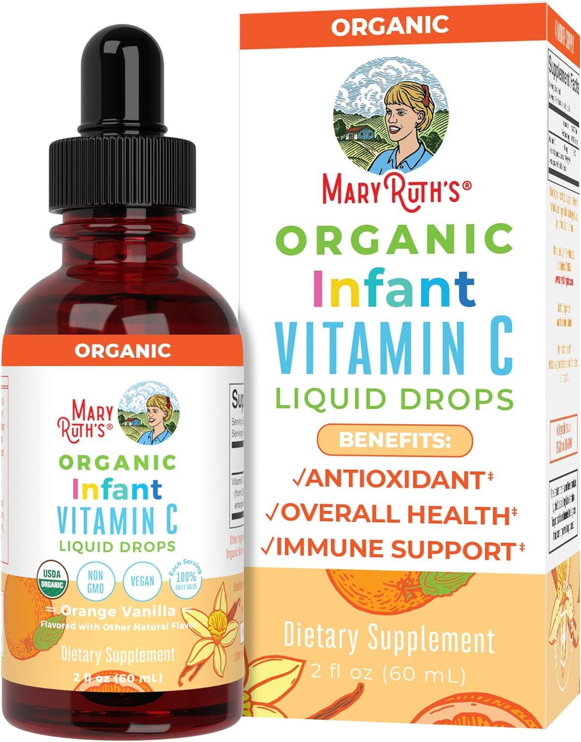 Maryruth Organics Vitamin C Drops | USDA Organic Vitamin C Liquid Drops for Adults | Men & Women | Vitamin for Immune Support & Overall Health | Vegan | Non-Gmo | Gluten Free | 30 Servings - Supply Center USA