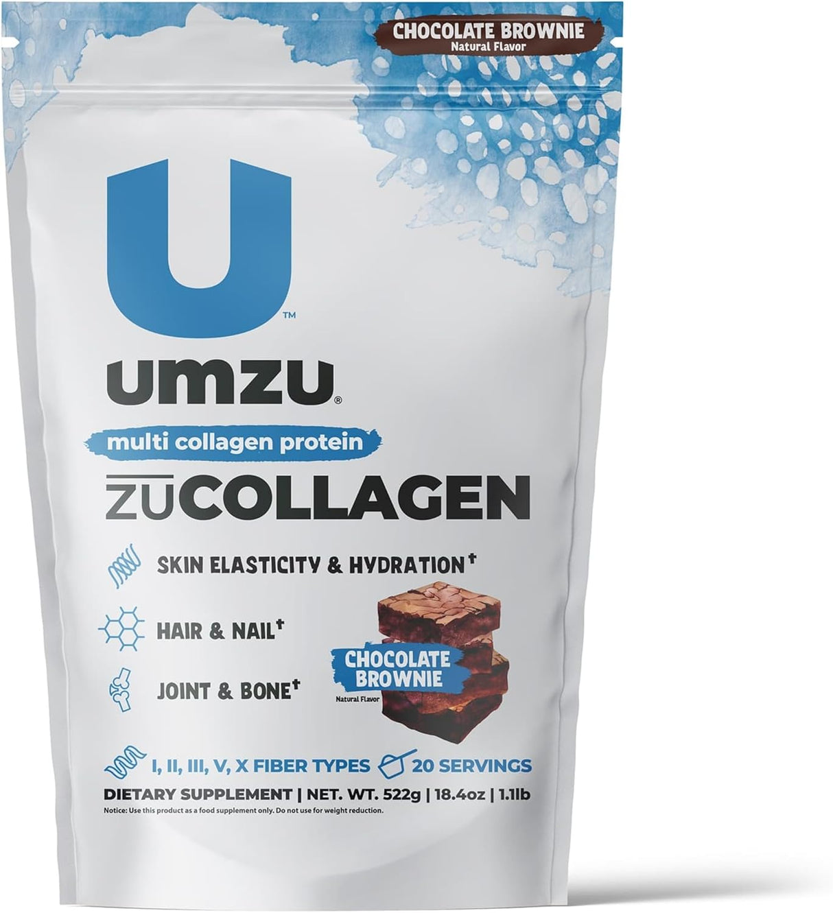 UMZU Zucollagen Hydrolyzed Protein Powder | 5 Collagen Peptide Types for Healthy Hair, Skin, Nails, Joints & Gut | Low Calorie, High Protein (20G Protein per Serving | Unflavored)