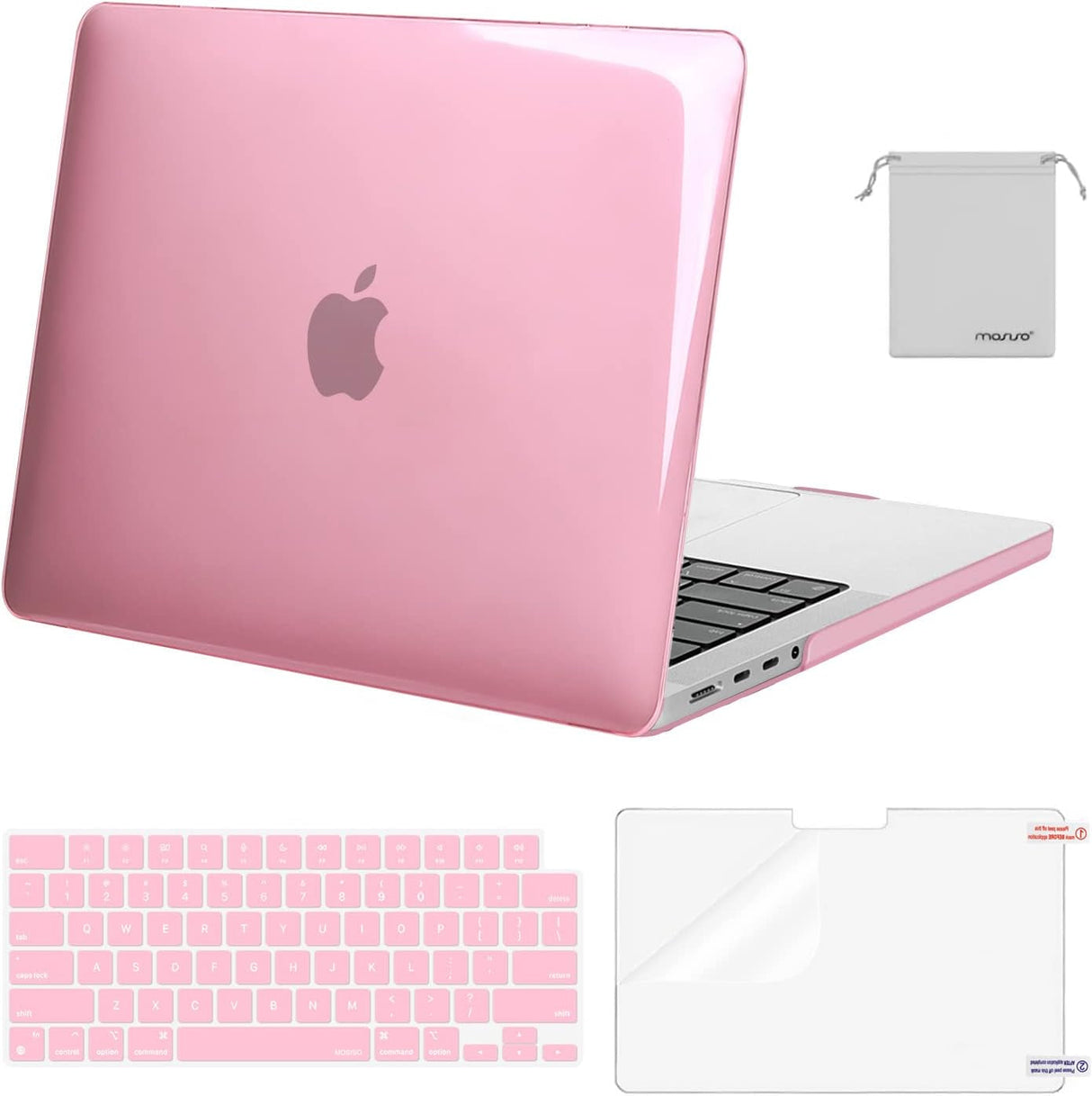 MOSISO Compatible with Macbook Pro 14 Inch Case 2024 2023 2022 2021 M4 M3 M2 M1 Pro Max A3112 A3185 A3401 A2918 A2992 A2779 A2442, Plastic Hard Shell&Keyboard Cover&Screen Film&Pouch, Black