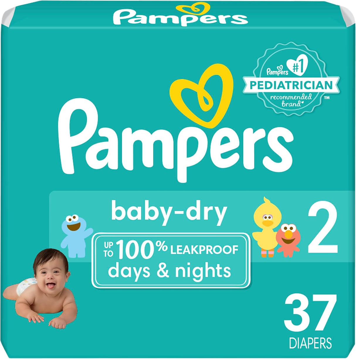 Pampers Baby Dry Diapers - Size 1, 120 Count, Absorbent Disposable Diapers