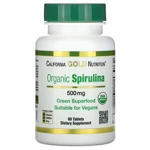 California Gold Nutrition, Organic Spirulina, USDA Organic, 500 mg, 60 Tablets - HealthCentralUSA