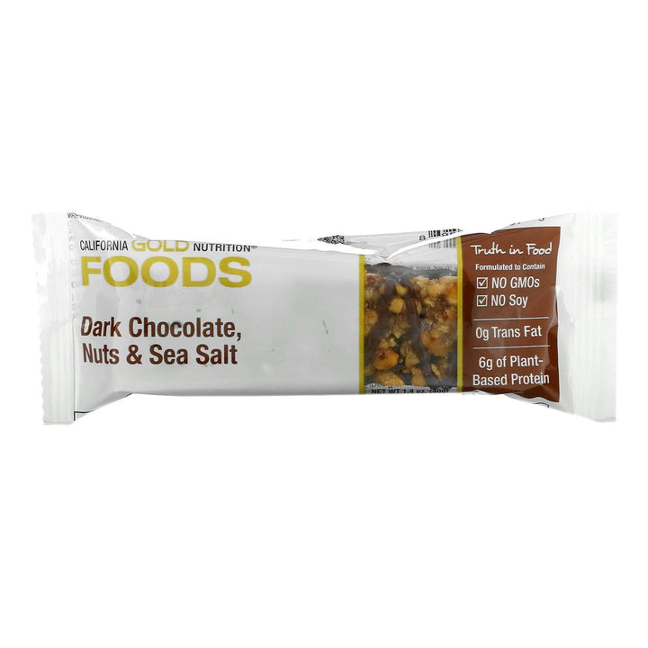 California Gold Nutrition, Foods, Dark Chocolate, Nuts & Sea Salt Bars, 12 Bars, 1.4 oz (40 g) Each - HealthCentralUSA