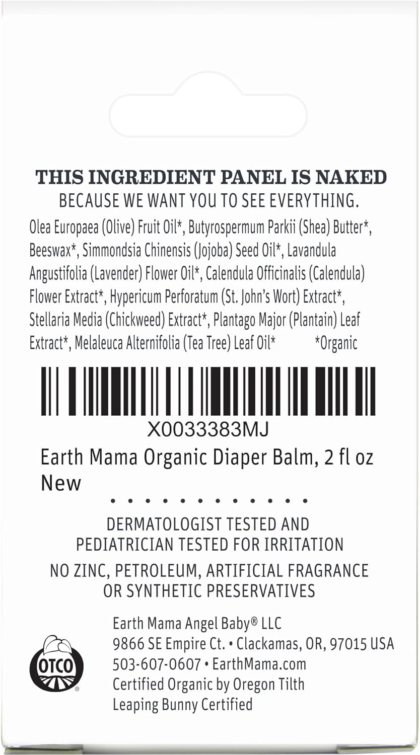 Earth Mama Organic Diaper Balm | Diaper Cream with Calendula | Calm Skin Baby Essentials for Diaper Bag |Multipurpose Baby Ointment, 2-Fluid Ounce