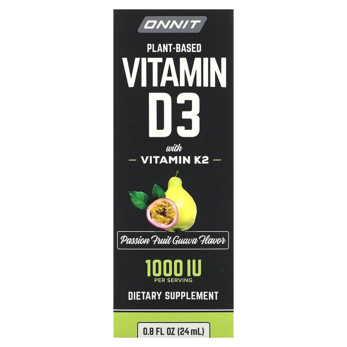 Onnit, Plant Based Vitamin D3 with Vitamin K2, Passion Fruit Guava, 25 mcg (1,000 IU), 0.8 fl oz (24 ml) - Supply Center USA