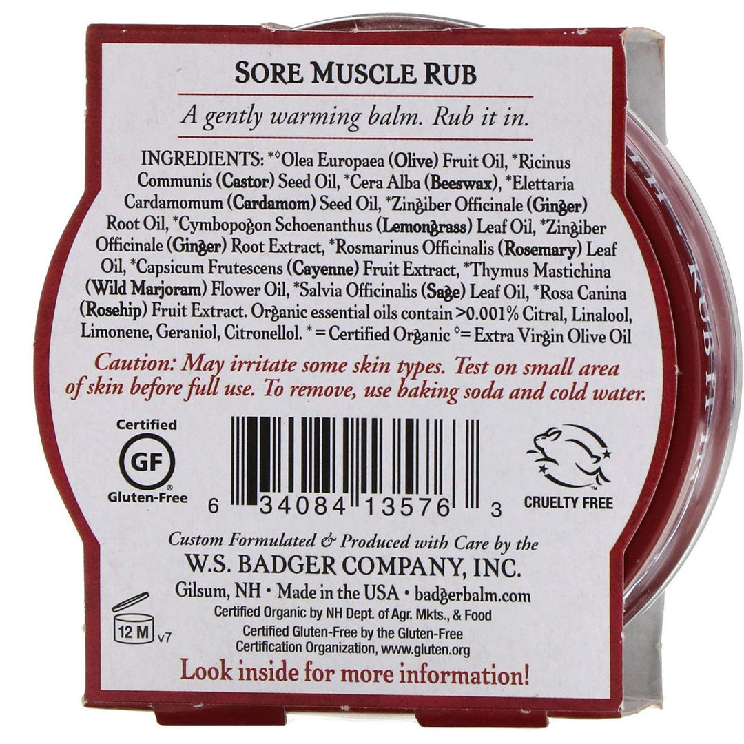 Badger Company, Organic, Sore Muscle Rub, Cayenne & Ginger, 2 oz (56 g) - HealthCentralUSA