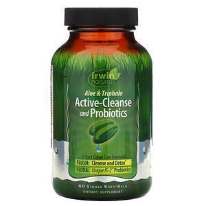 Irwin Naturals, Aloe & Triphala Active-Cleanse and Probiotics, 60 Liquid Soft-Gels - Supply Center USA