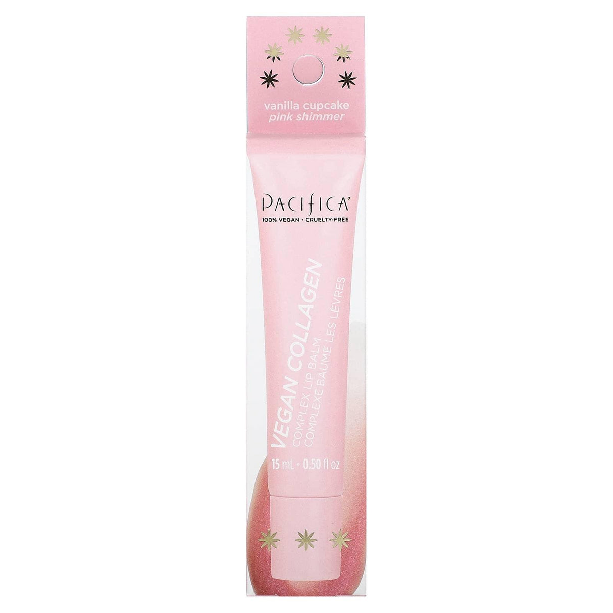 Pacifica, Vegan Collagen, Complex Lip Balm, Vanilla Cupcake Pink Shimmer, 0.5 fl oz (15 ml) - Supply Center USA