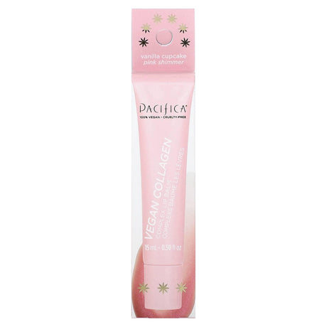 Pacifica, Vegan Collagen, Complex Lip Balm, Vanilla Cupcake Pink Shimmer, 0.5 fl oz (15 ml) - Supply Center USA