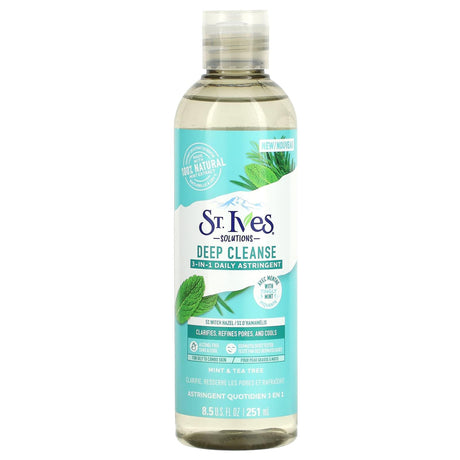 St. Ives, Solutions, Deep Cleanse, 3-In-1 Daily Astringent, Mint & Tea Tree, 8.5 fl oz (251 ml) - Supply Center USA