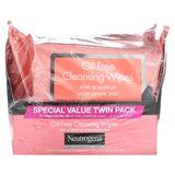 Neutrogena, Oil-Free Cleansing Wipes, Pink Grapefruit, 2 Packs, 25 Pre-Moistened Towelettes Each - Supply Center USA