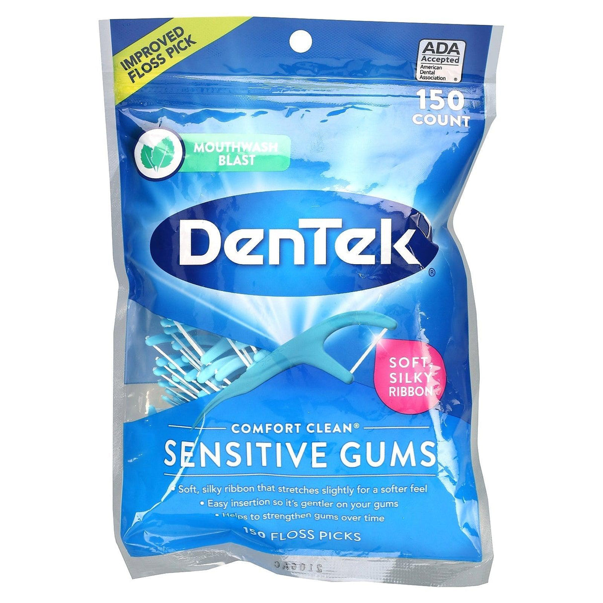 DenTek, Advanced Clean Floss Picks, Mouthwash Blast, 150 Floss Picks - Supply Center USA