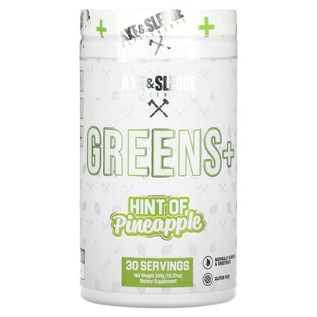 Axe & Sledge Supplements, Greens+, Hint of Pineapple, 10.37 oz (294 g) - Supply Center USA