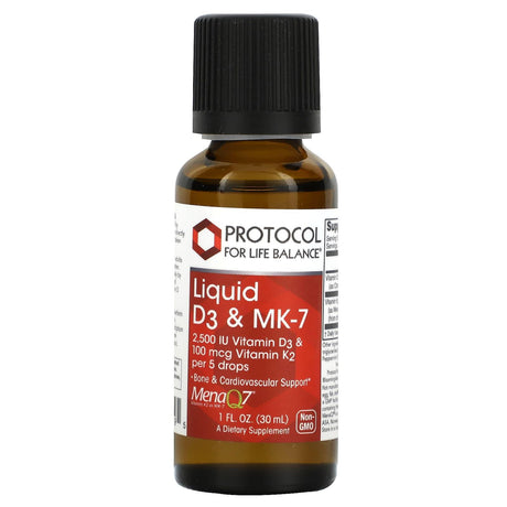 Protocol for Life Balance, Liquid D3 & MK-7, 1 fl oz (30 ml) - Supply Center USA