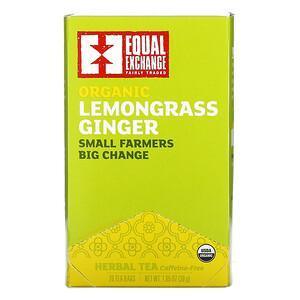 Equal Exchange, Organic Lemongrass Ginger Herbal Tea, Caffeine-Free, 20 Tea Bags, 1.05 oz (30 g) - Supply Center USA