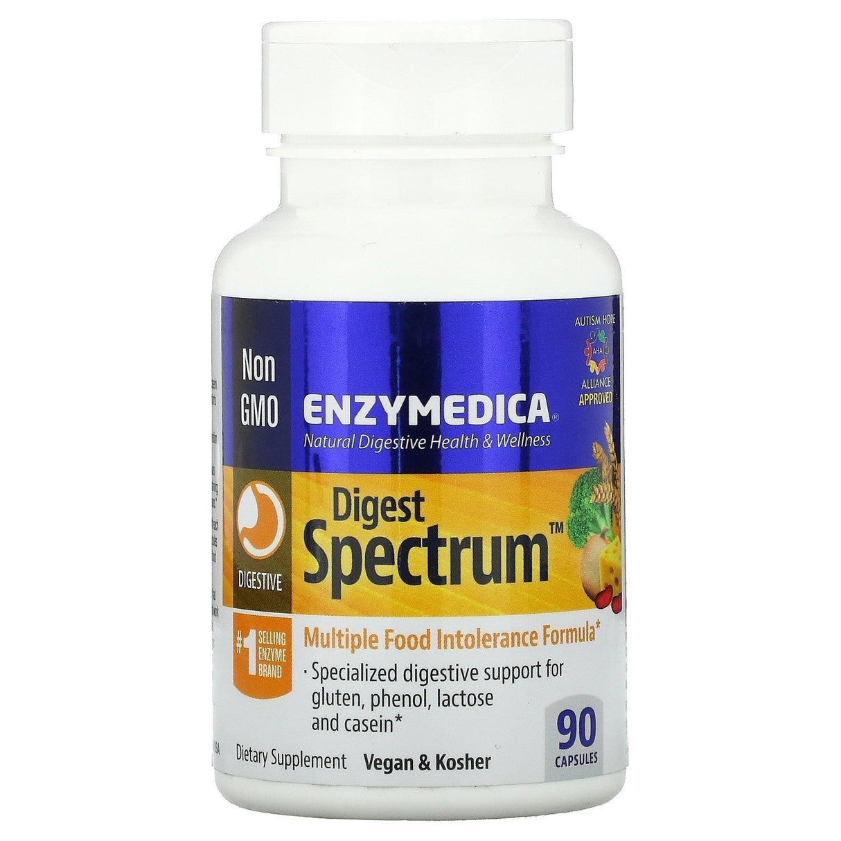 Enzymedica, Digest Spectrum, Complete Food Intolerance Formula, 90 Capsules - Supply Center USA