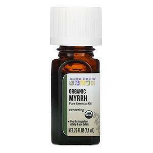 Aura Cacia, Pure Essential Oil, Organic Myrrh, .25 fl oz (7.4 ml) - Supply Center USA