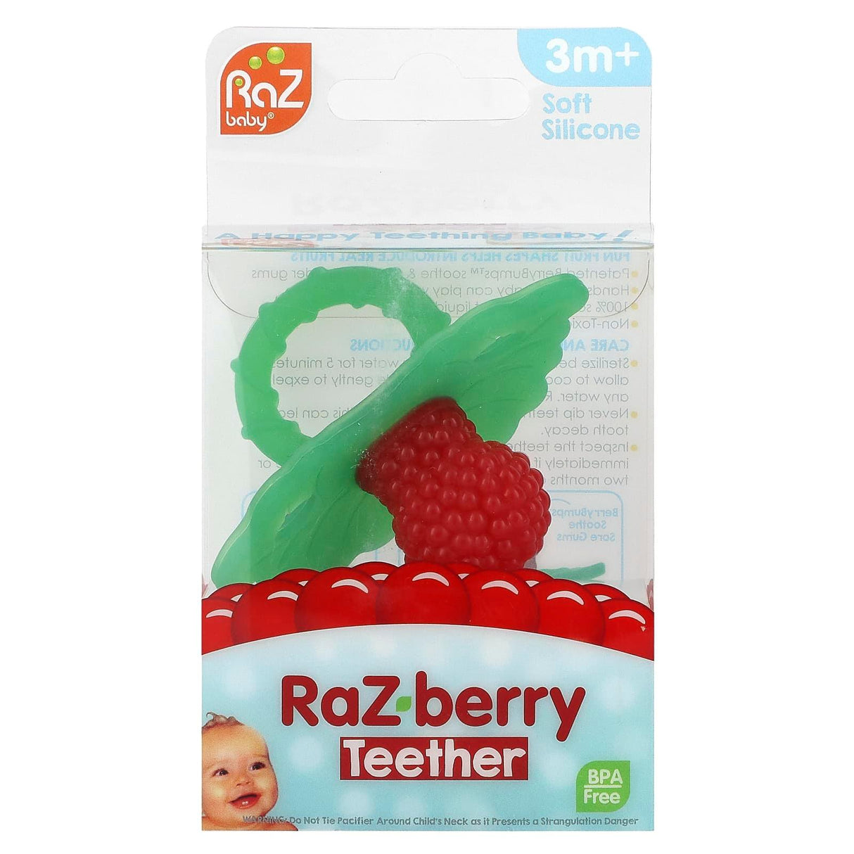 RaZbaby, Teether, 3m+, Raz-berry, 1 Teether - Supply Center USA