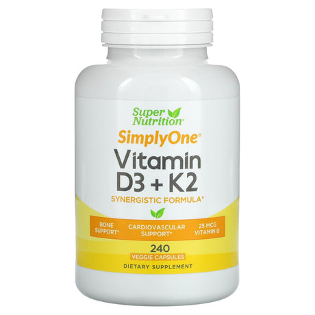 Super Nutrition, Vitamin D3 + K2, 240 Veggie Capsules - Supply Center USA