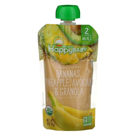 Happy Family Organics, Happy Baby, Organic Baby Food, 6+ Months, Pears, Kale & Spinach, 4 oz (113 g) - Supply Center USA