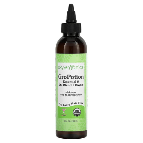 Sky Organics, GroPotion, Essential 6 Oil Blend + Biotin, 6 fl oz (177 ml) - Supply Center USA