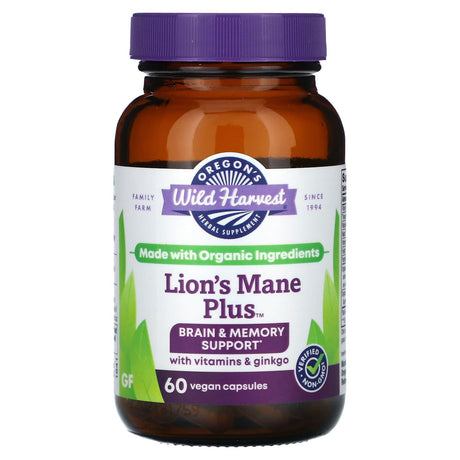 Oregons Wild Harvest, Lion's Mane Plus, 60 Vegan Capsules - Supply Center USA