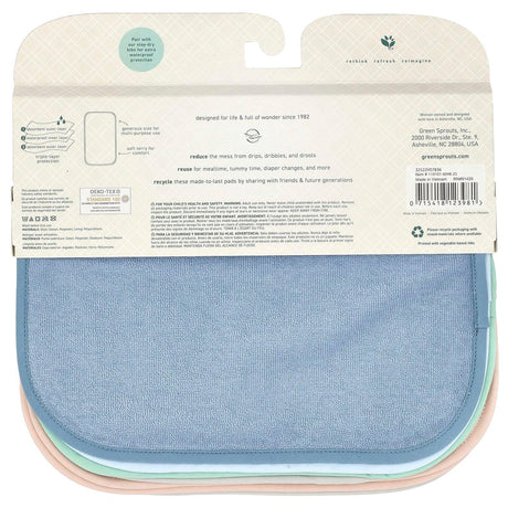 Green Sprouts, Stay Dry Burp Pads, Multicolor, 5 Pads - Supply Center USA