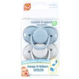 RaZbaby, Keep-It-Kleen Pacifier, 0-36m, Blue & Gray, 2 Pacifiers - Supply Center USA