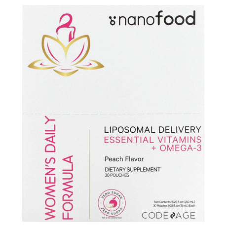 Codeage, Nanofood, Liposomal Women's Daily Formula, Peach, 30 Pouches, 0.5 fl oz (15 ml) Each - Supply Center USA