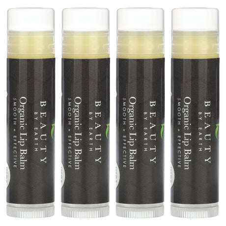 Beauty By Earth, Beeswax Lip Balm, Peppermint, 4 Tubes, 0.15 oz Each - Supply Center USA