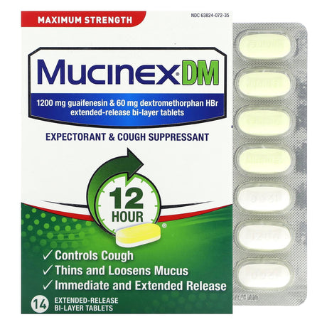 Mucinex, DM, Maximum Strength, 14 Extended-Release Bi-Layer Tablets - Supply Center USA