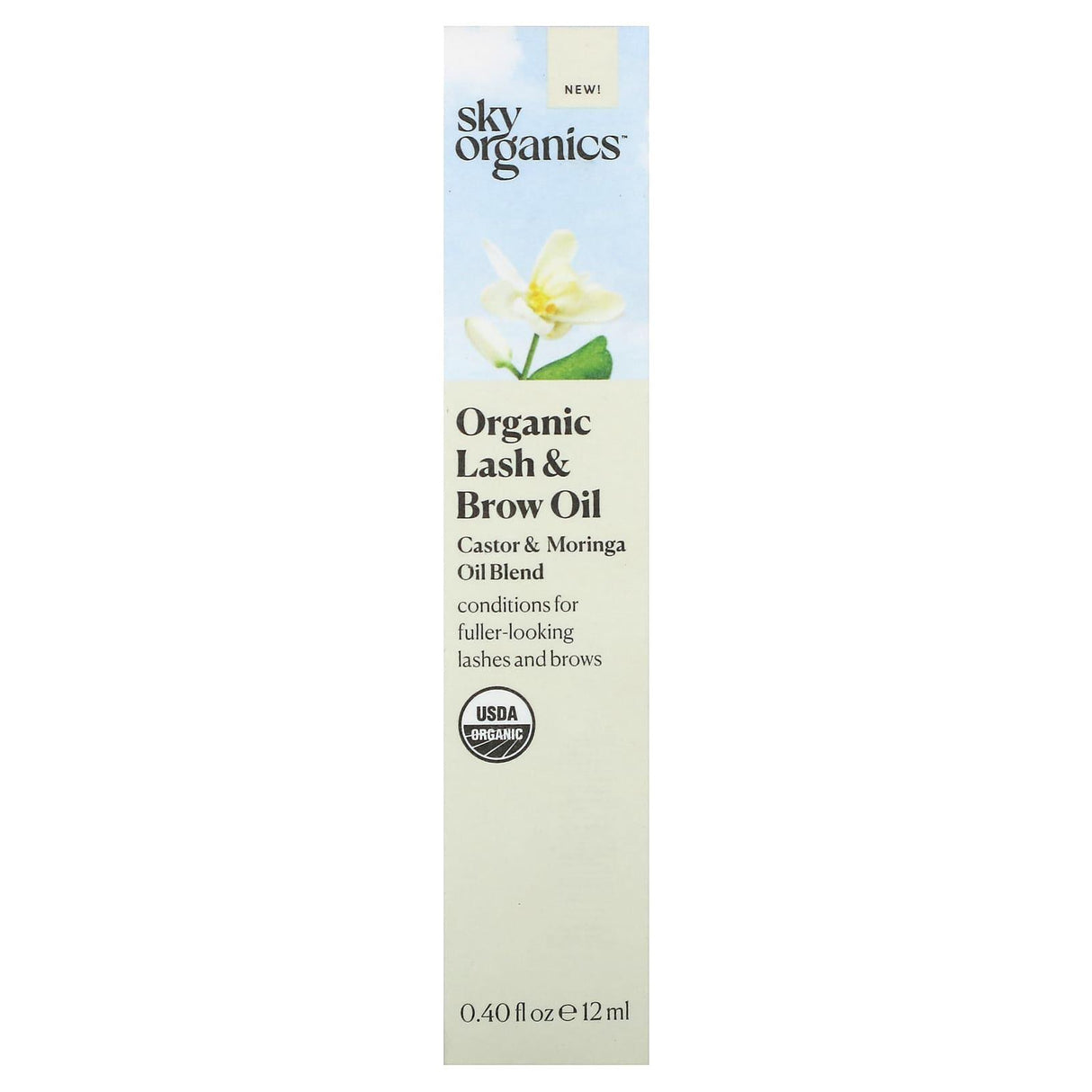 Sky Organics, Organic Lash & Brow Oil, Castor & Moringa Oil Blend, 0.40 fl oz (12 ml) - Supply Center USA