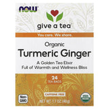 NOW Foods, Organic Turmeric Ginger, Caffeine Free , 24 Tea Bags, 1.7 oz (48 g) - Supply Center USA